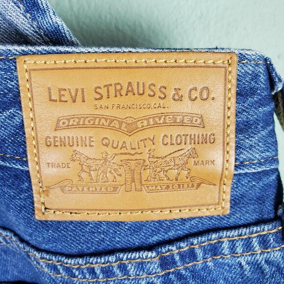 Levi's Premium Original Overalls Bottom End Medium Wash Size Small - Picture 7 of 11